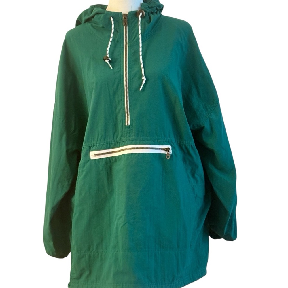 Woolrich VINTAGE Green Hooded Pullover Windbreaker Half Zip  Size Medium